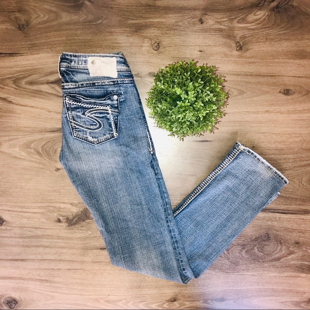 Silver jeans aiko low straight size 25 light wash